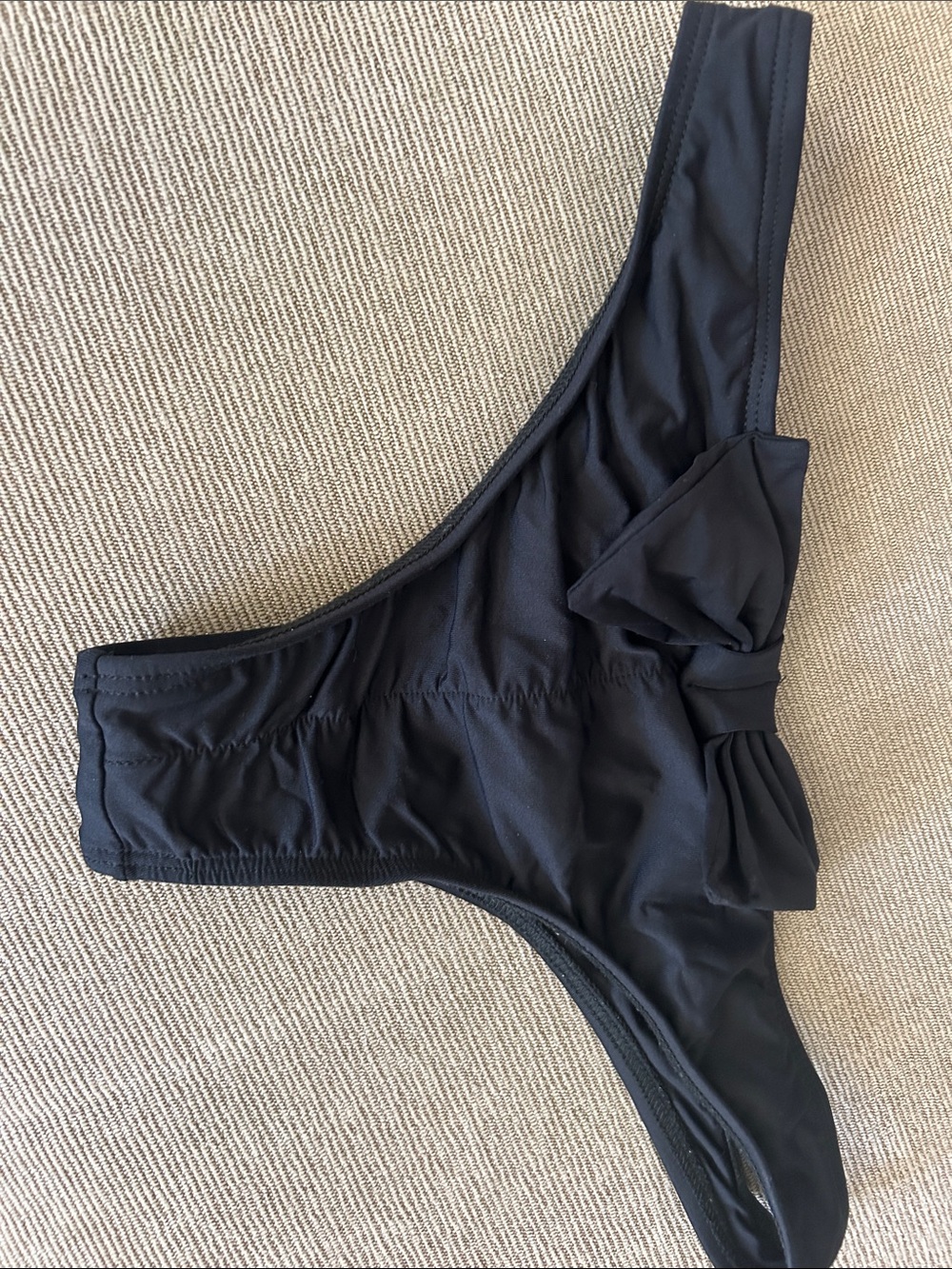 l*space Black One-Shoulder Bikini Top with Side Bow